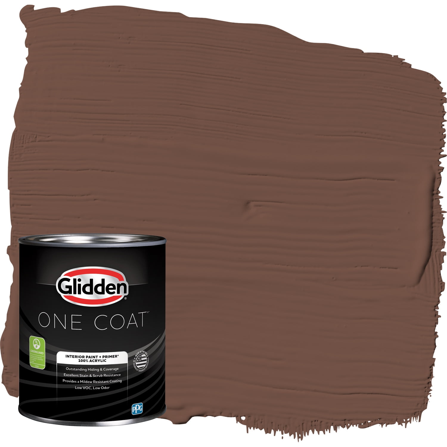Glidden One Coat Interior Paint and Primer, Bigfoot / Brown, 1-Quart, Eggshell
