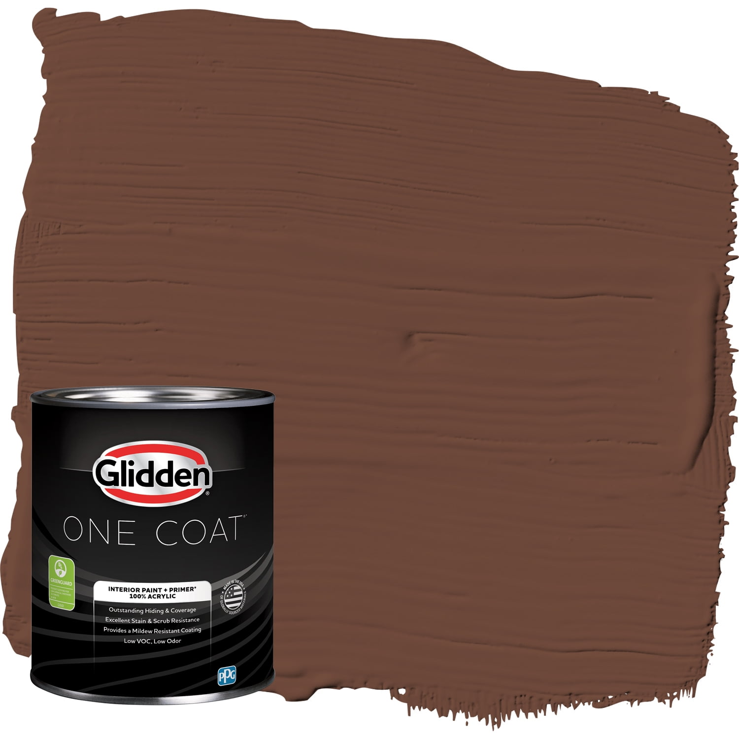 Glidden One Coat Interior Paint and Primer, Bird House Brown / Brown, 1-Quart, Eggshell