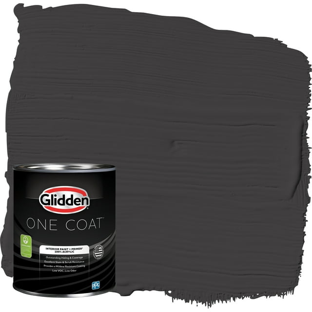 Glidden One Coat Interior Paint and Primer, Black Magic / Black, 1