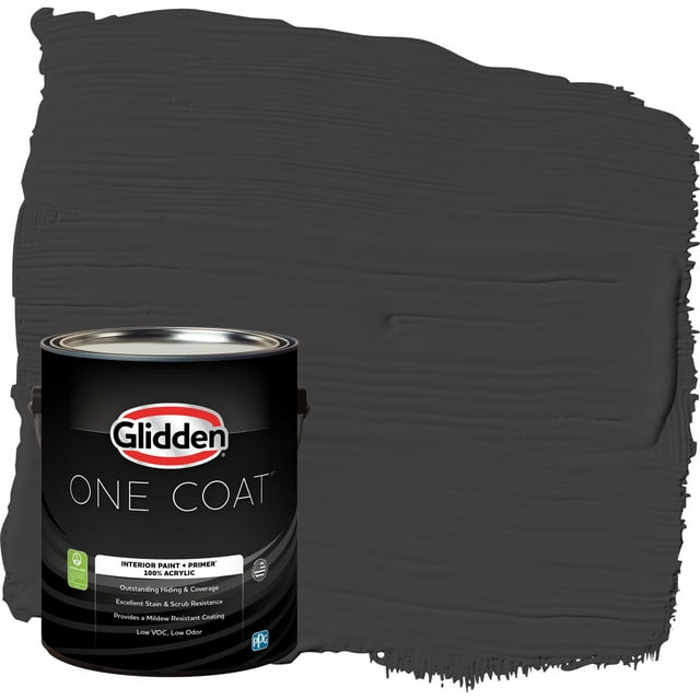Glidden One Coat Interior Paint and Primer, Black Magic / Black, Gallon ...