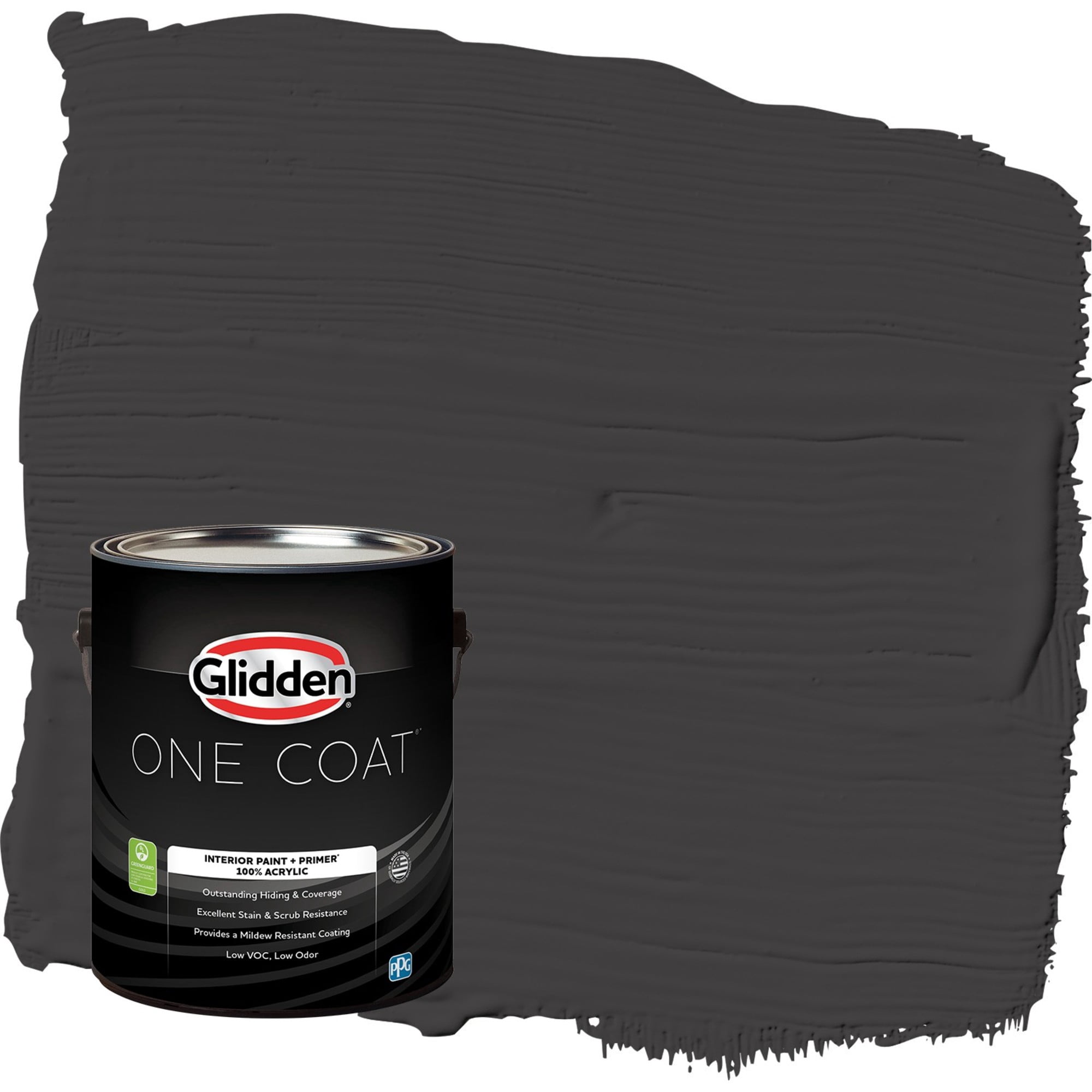 Glidden One Coat Black Magic / Black Semi-Gloss Interior Paint with Primer, 1 Gallon