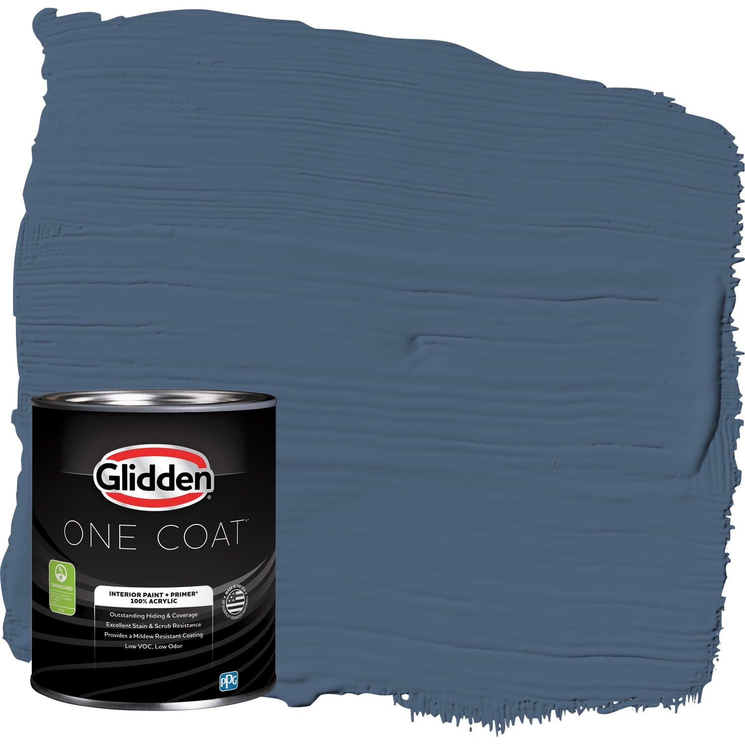 Glidden One Coat Interior Paint and Primer, Blue Fjord / Blue, 1-Quart, Semi-Gloss