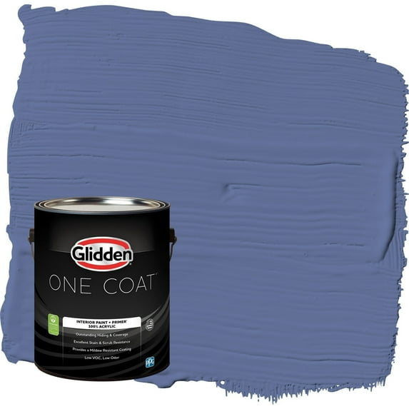 Glidden One Coat Blueberry Patch / Blue Flat Interior Paint with Primer, 1 Gallon