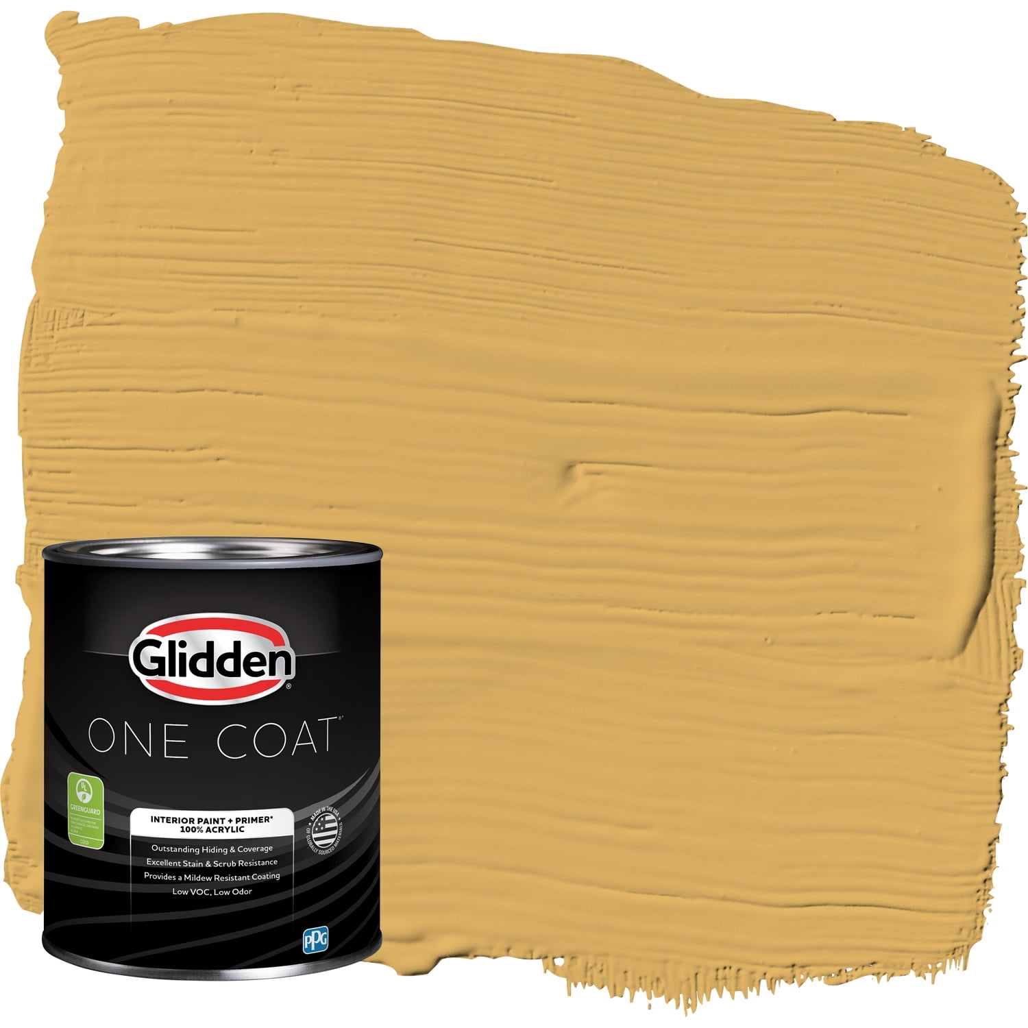 Glidden One Coat Interior Paint and Primer, Butterscotch Bliss / Yellow, 1 Quart, Eggshell