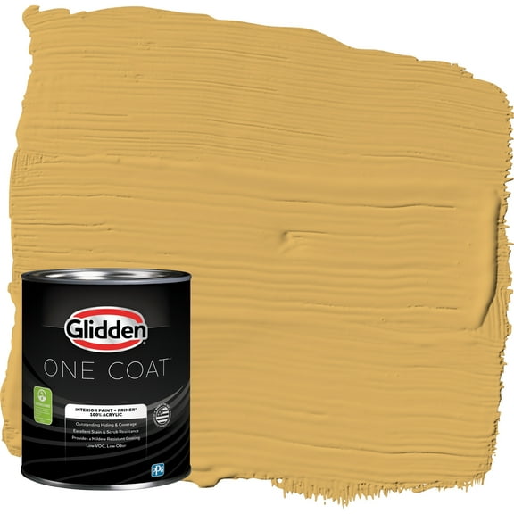 Glidden One Coat Interior Paint and Primer, Butterscotch Bliss / Yellow, 1 Quart, Flat