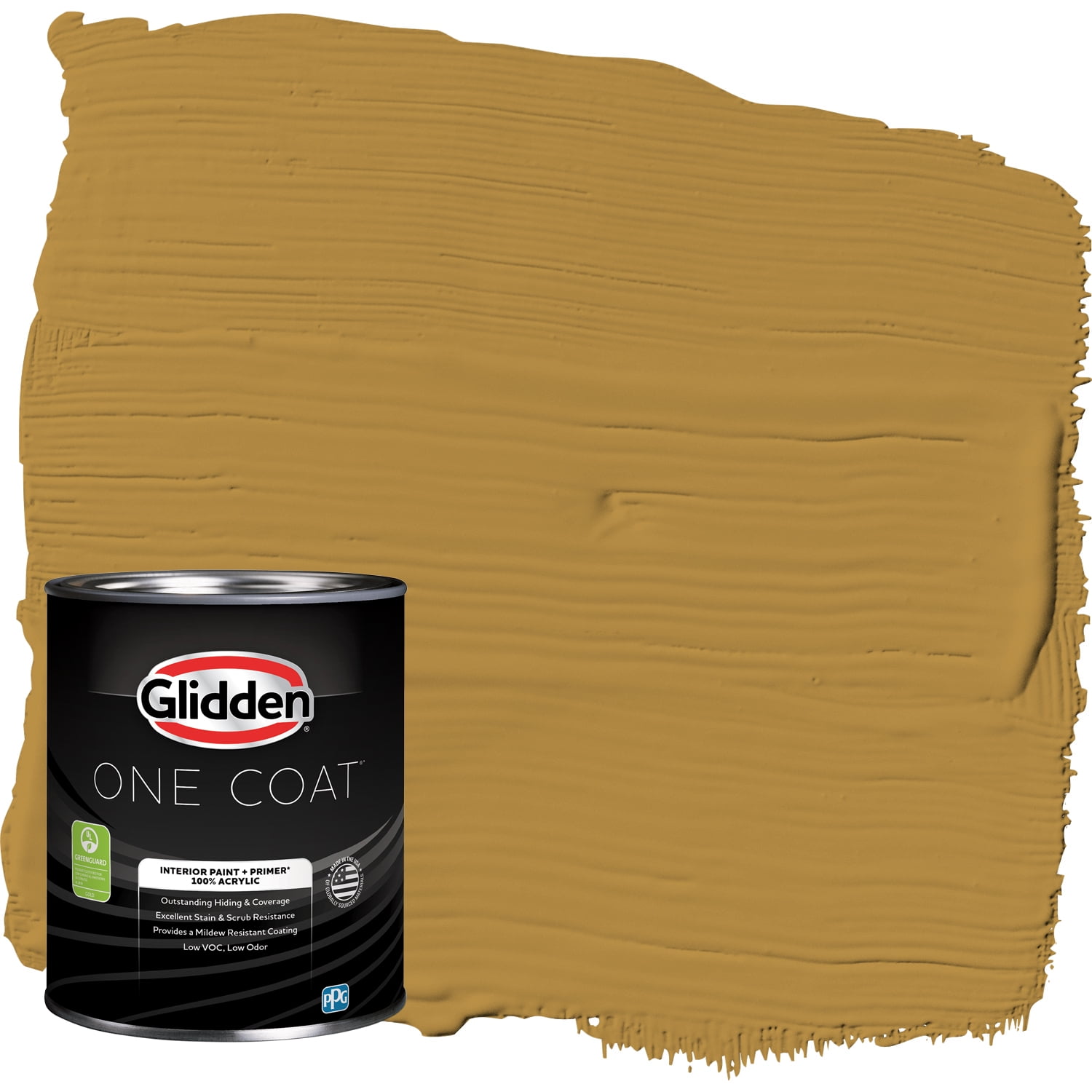 Glidden One Coat Interior Paint and Primer, Butterscotch Ripple / Yellow, 1 Quart, Flat