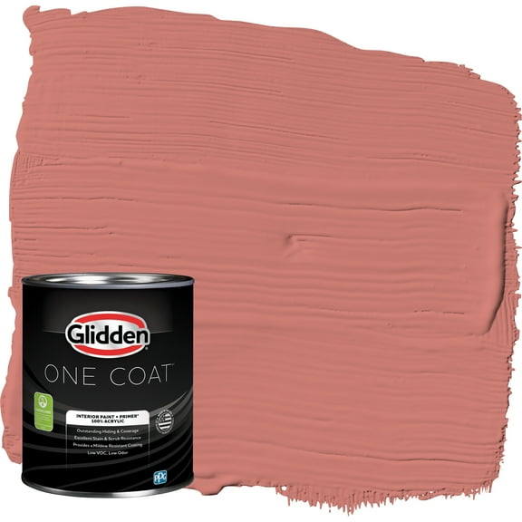 Glidden One Coat Interior Paint and Primer, Chili Pepper / Red, 1-Quart, Semi-Gloss
