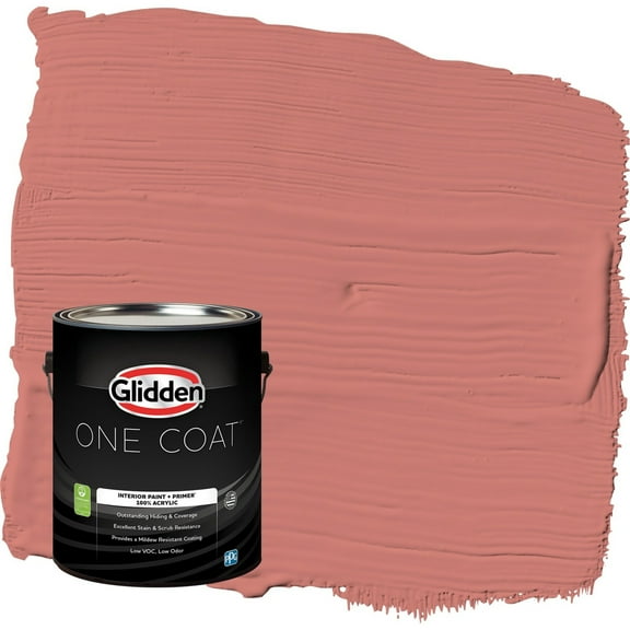 Glidden One Coat Chili Pepper / Red Flat Interior Paint with Primer, 1 Gallon