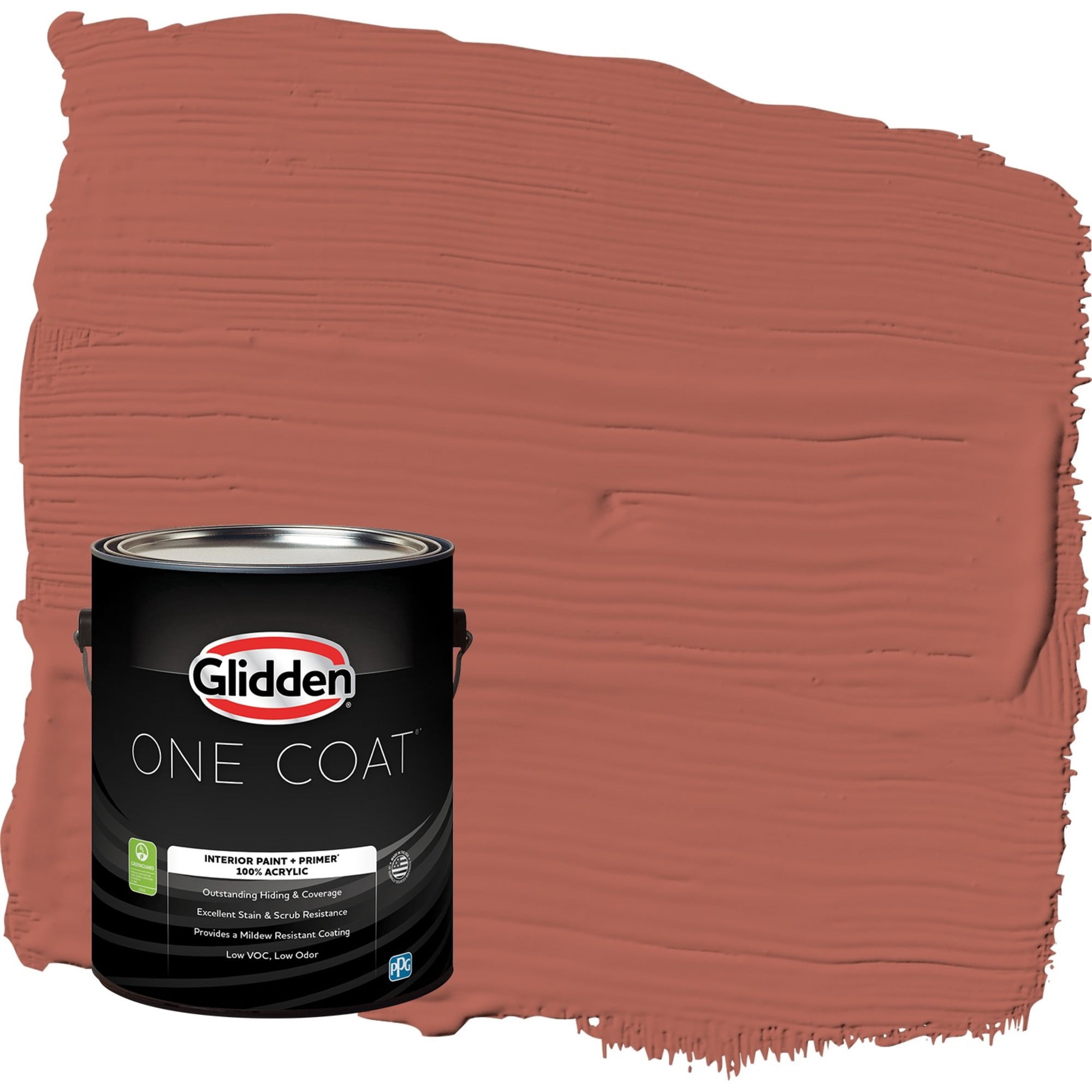 Glidden One Coat Cinnabar / Red Semi-Gloss Interior Paint with Primer, 1 Gallon
