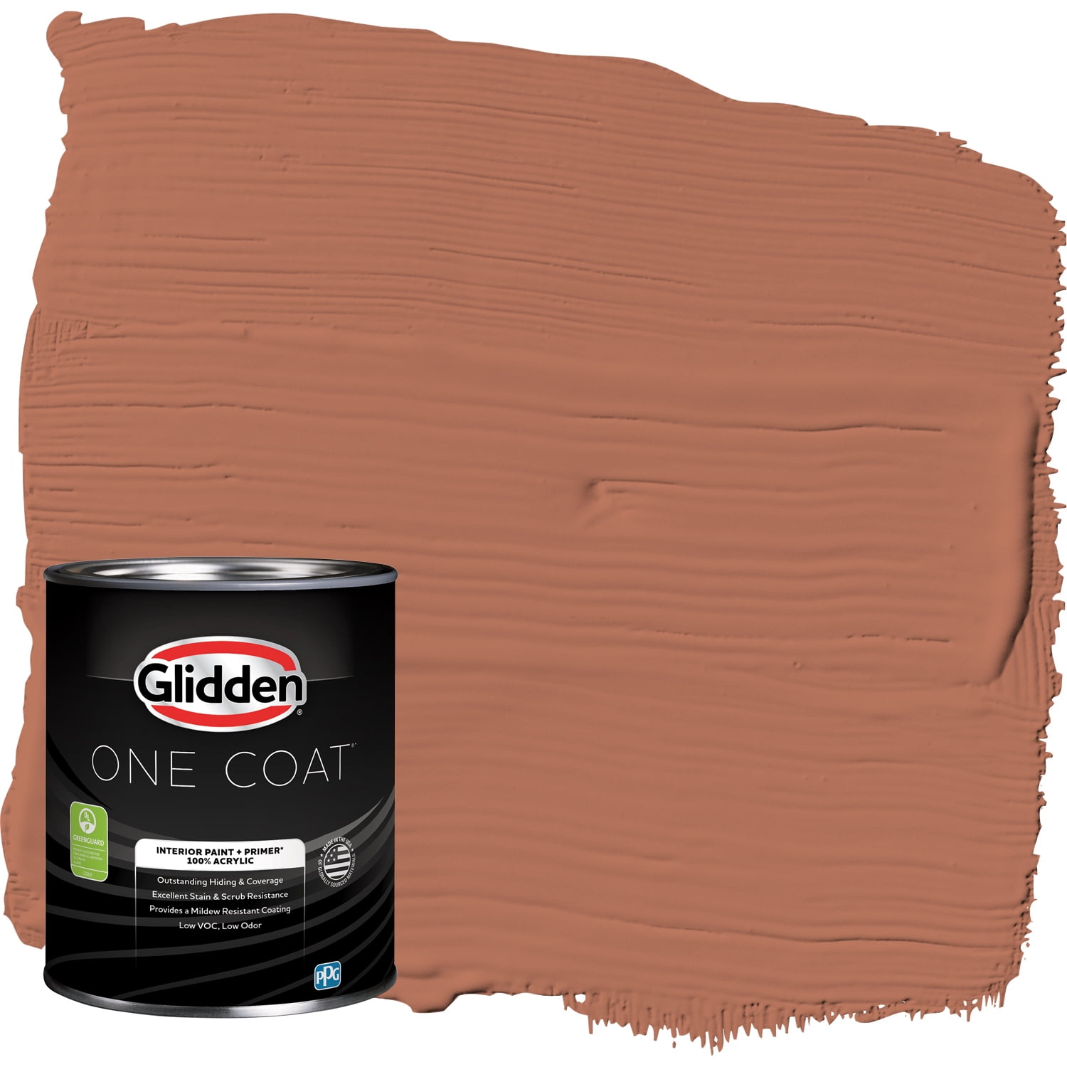 Glidden One Coat Interior Paint and Primer, Copper Beech / Orange, 1-Quart, Flat