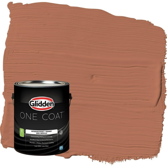 Glidden One Coat Copper Beech / Orange Flat Interior Paint with Primer, 1 Gallon