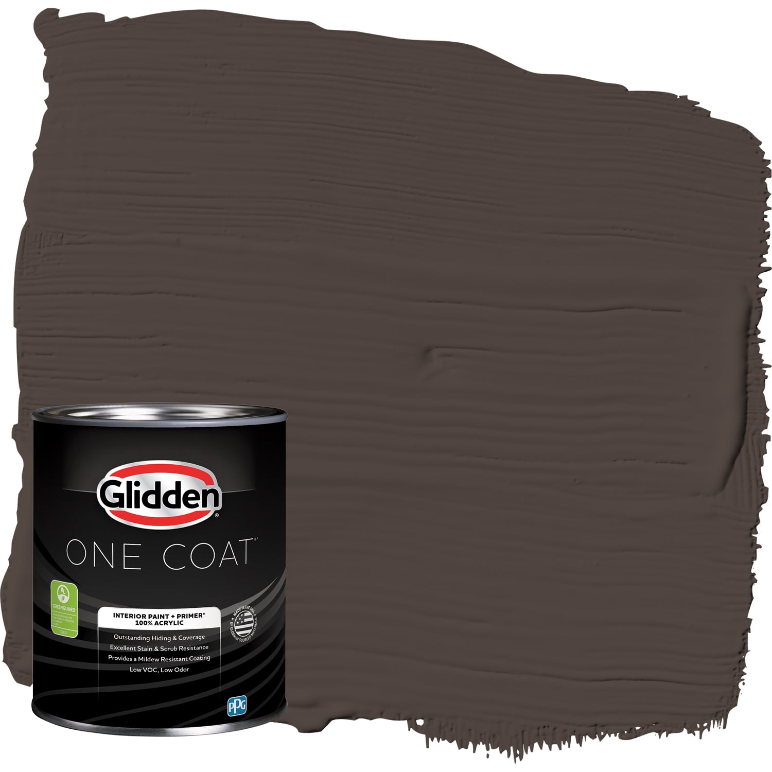 Glidden One Coat Interior Paint and Primer, Dark Granite / Brown, 1-Quart, Semi-Gloss