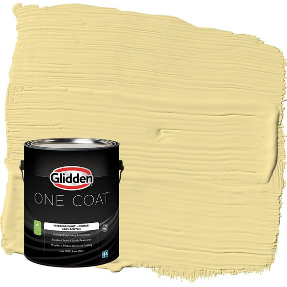 Glidden One Coat Demeter / Yellow Flat Interior Paint with Primer, 1 Gallon
