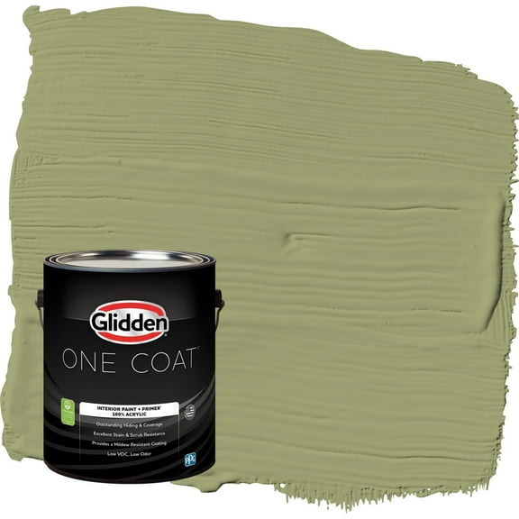 Glidden One Coat Dill / Green Eggshell Interior Paint with Primer, 1 Gallon
