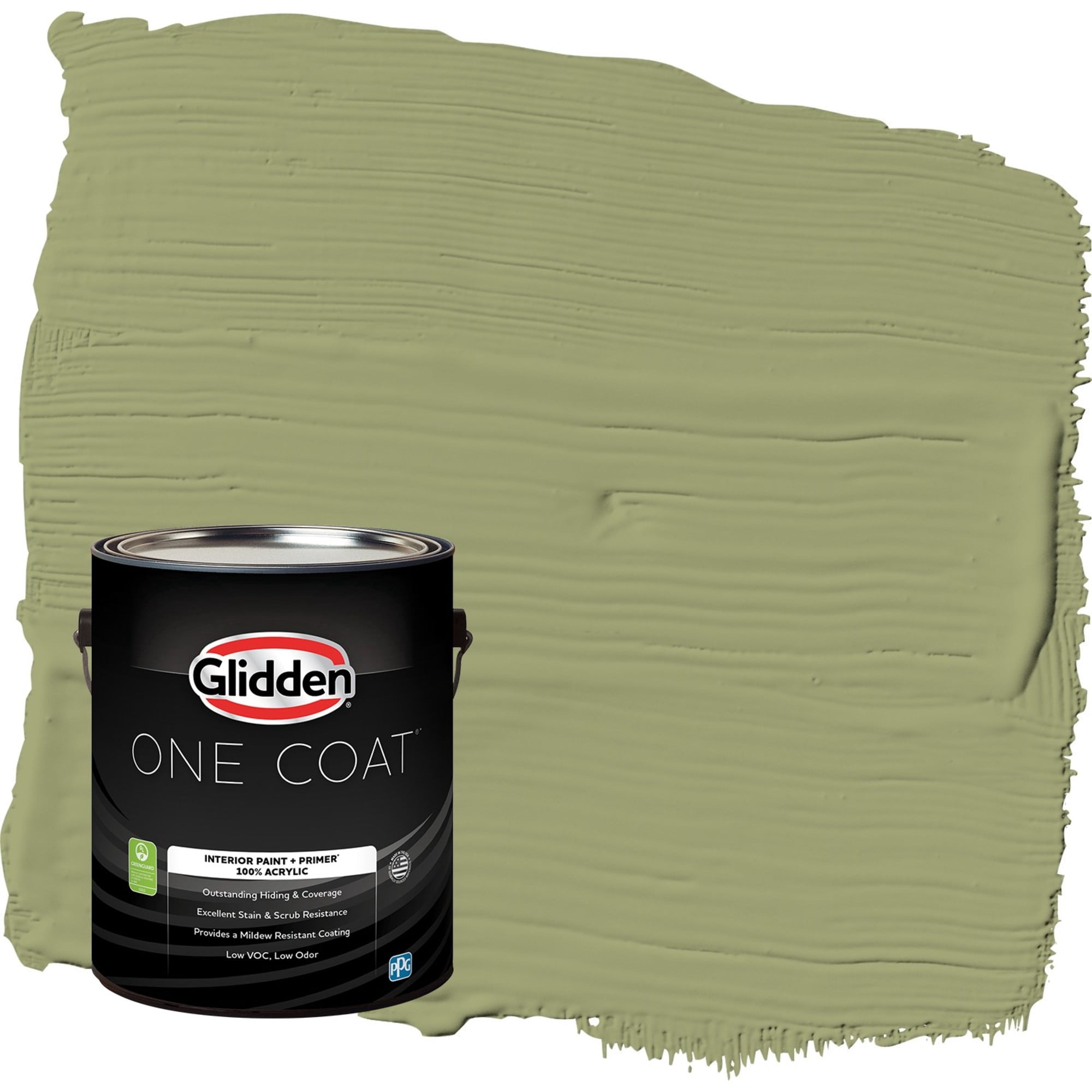 Glidden One Coat Dill / Green Flat Interior Paint with Primer, 1 Gallon