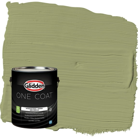 Glidden One Coat Dill / Green Semi-Gloss Interior Paint with Primer, 1 Gallon