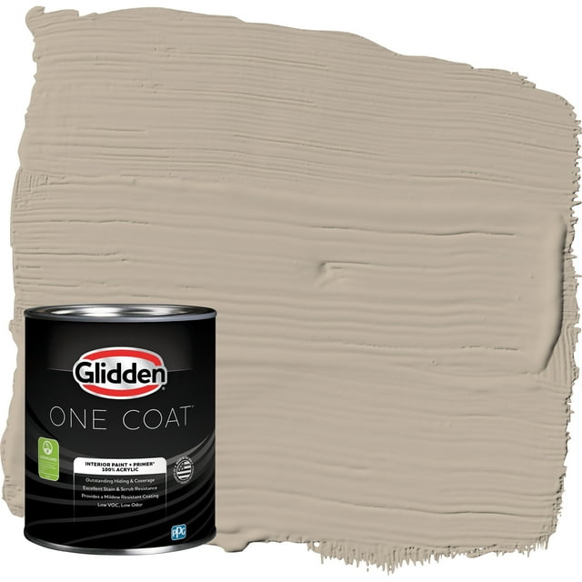 Glidden One Coat Interior Paint and Primer, Discover / Gray, 1 Quart, Flat