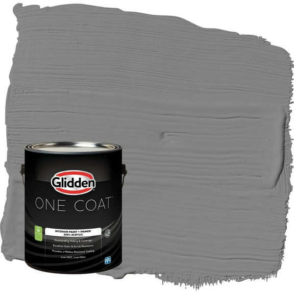 Glidden One Coat Dover Gray / Grey Eggshell Interior Paint with Primer, 1 Gallon