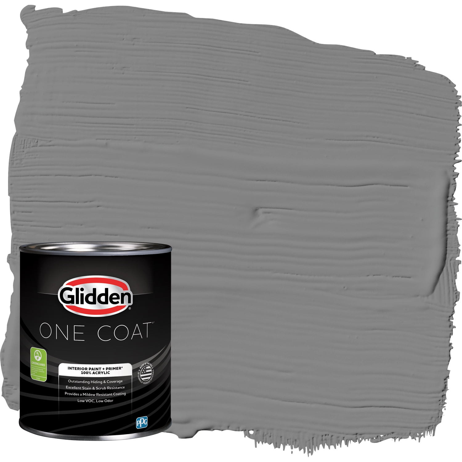 Glidden One Coat Interior Paint and Primer, Dover Gray / Gray, 1-Quart, Eggshell
