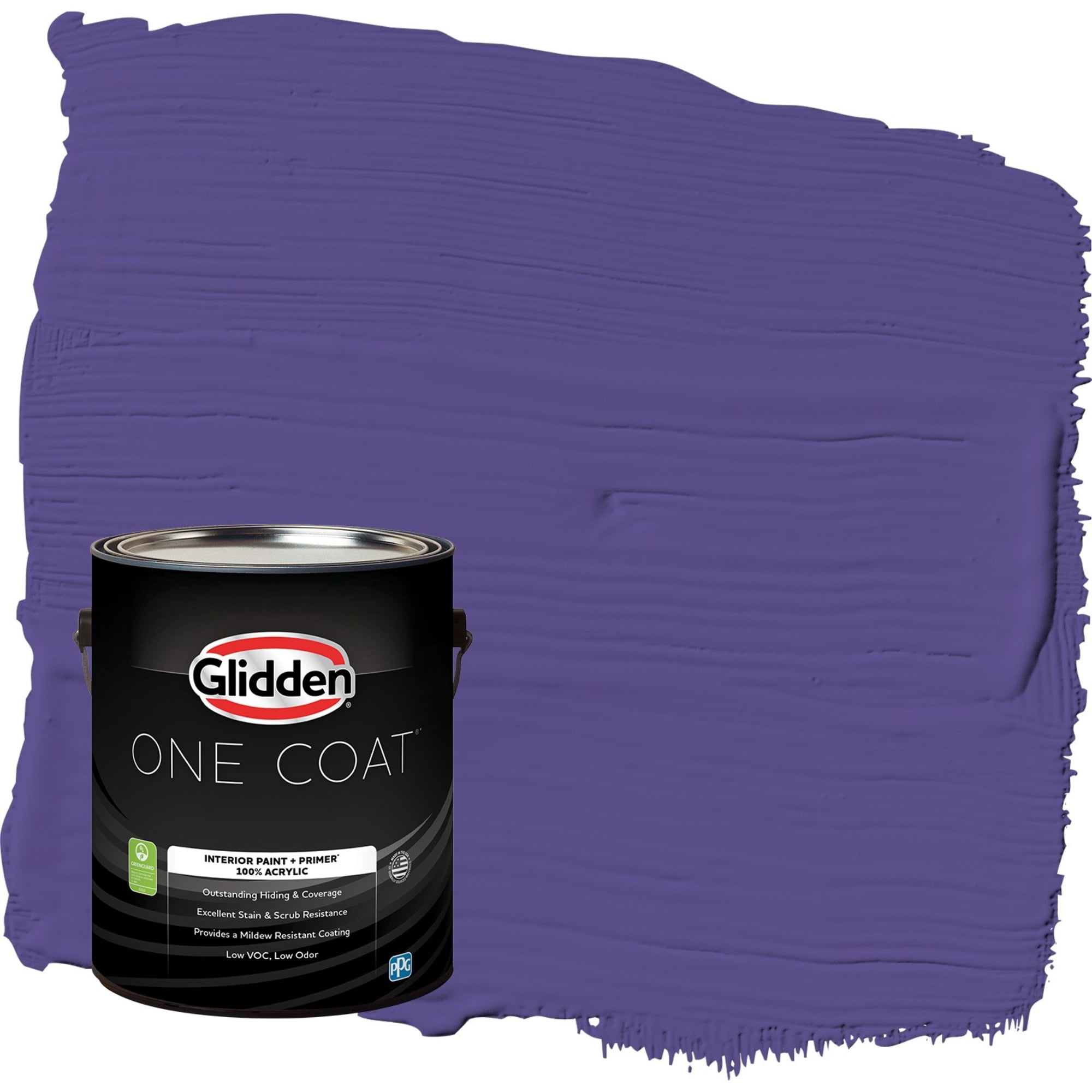 Glidden One Coat Eggplant / Purple Semi-Gloss Interior Paint with Primer, 1 Gallon