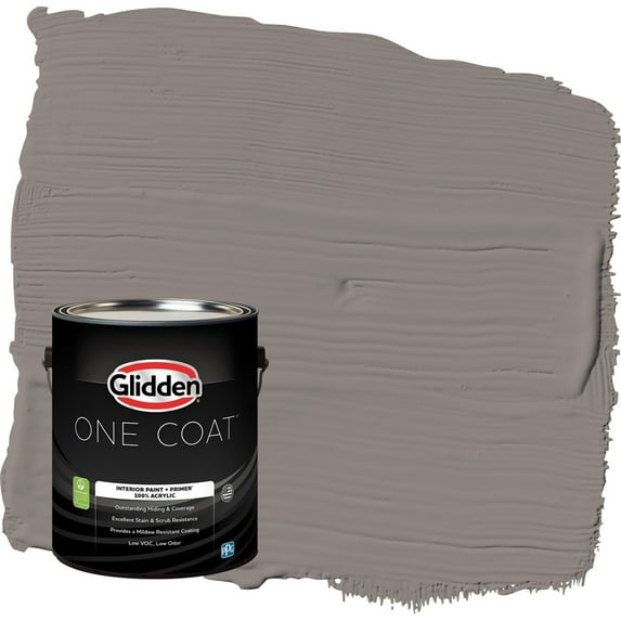 Glidden One Coat Elephant Gray / Grey Semi-Gloss Interior Paint with Primer, 1 Gallon