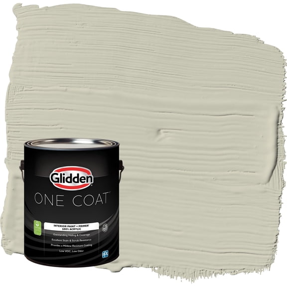 Glidden One Coat French Gray Linen / Grey Eggshell Interior Paint with Primer, 1 Gallon