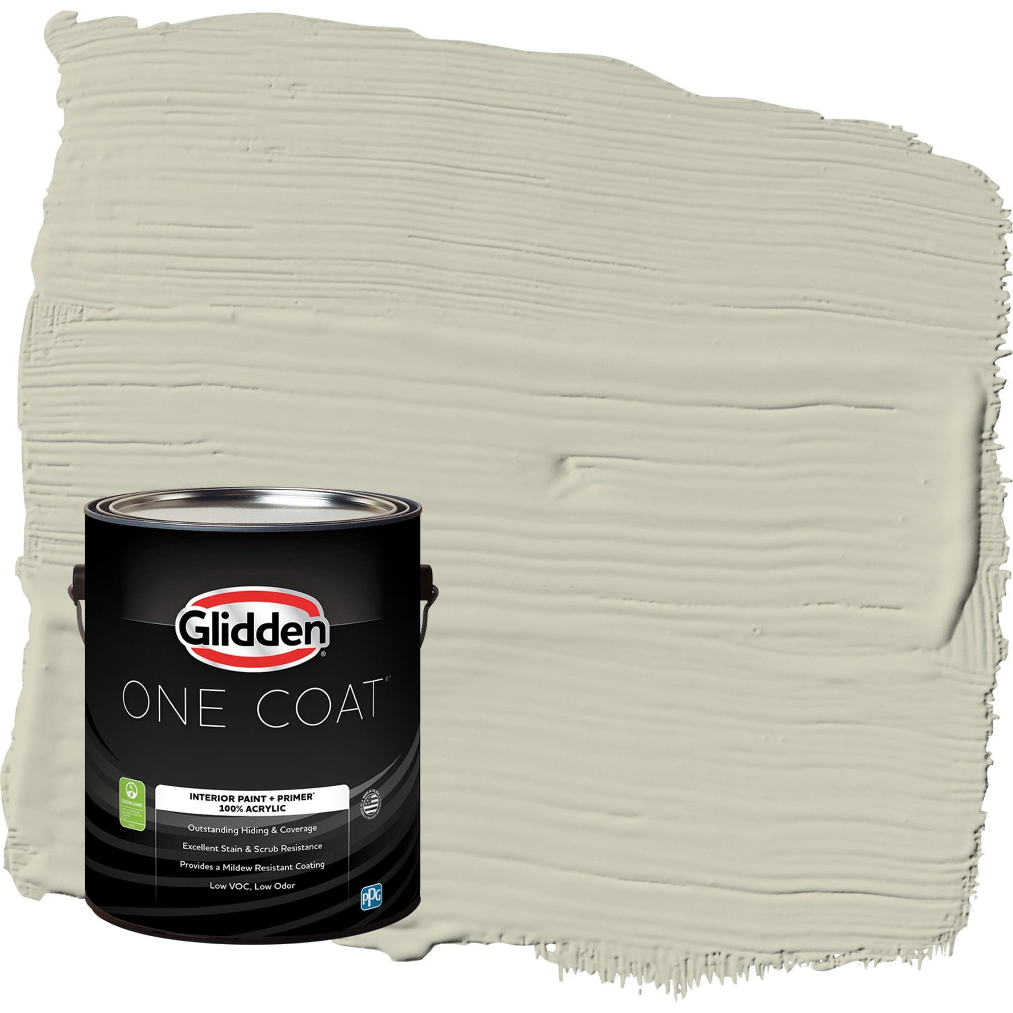 Glidden One Coat French Gray Linen / Grey Flat Interior Paint with Primer, 1 Gallon