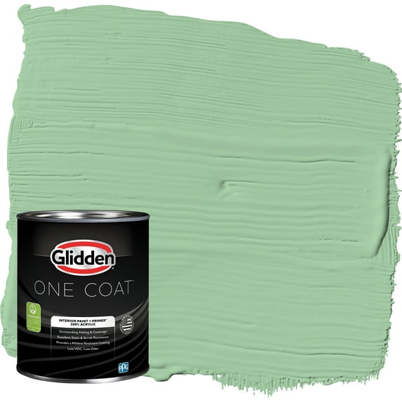 Glidden One Coat Interior Paint and Primer, French Market / Green, 1 Quart, Eggshell