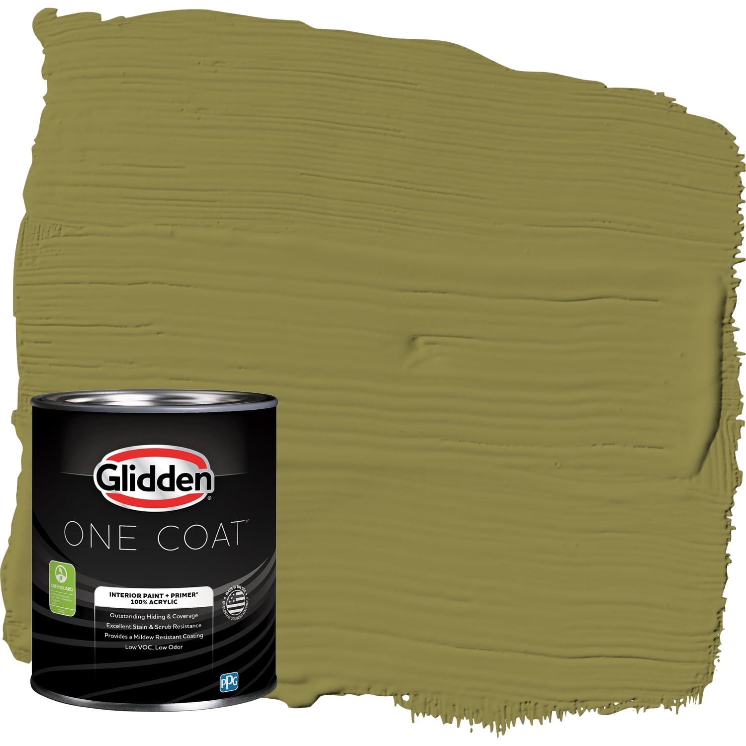 Glidden One Coat Interior Paint and Primer, Frog's Legs / Green, 1 Quart, Flat