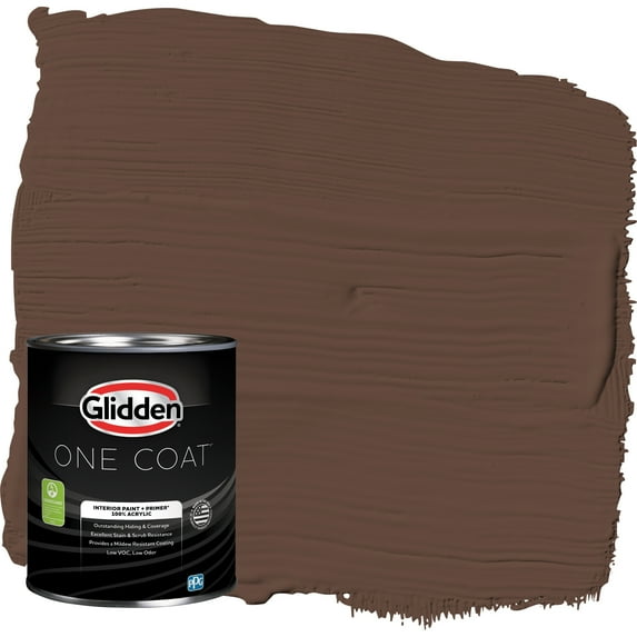 Glidden One Coat Interior Paint and Primer, Fudge / Brown, 1-Quart, Semi-Gloss