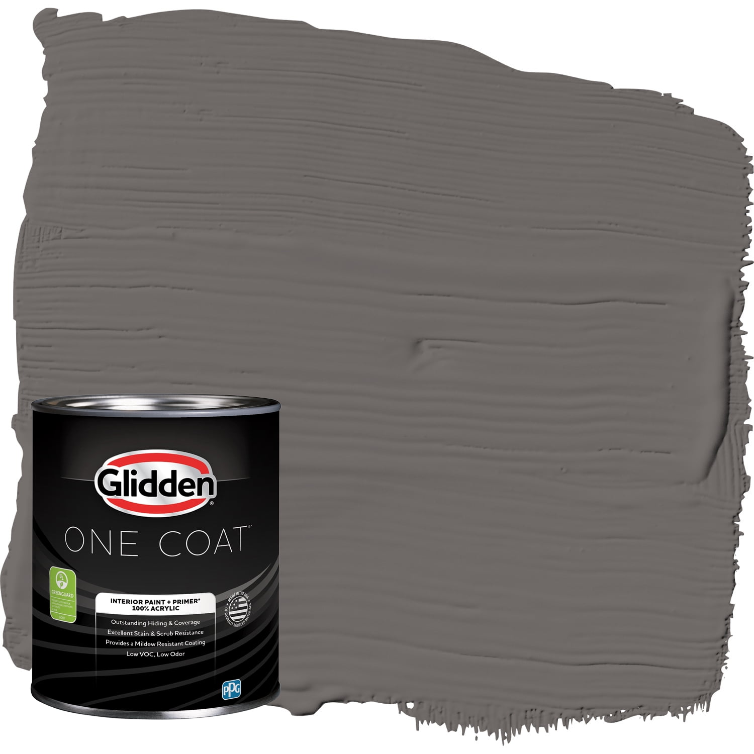 Glidden One Coat Interior Paint and Primer, Gibraltar Gray / Gray, 1 Quart, Eggshell