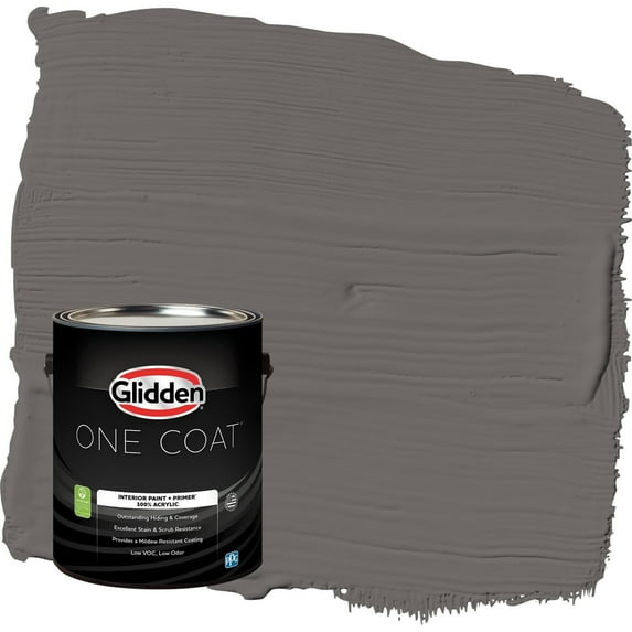 Glidden One Coat Gibraltar Gray / Grey Flat Interior Paint with Primer, 1 Gallon