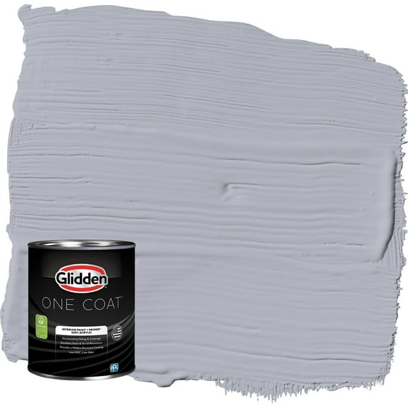 Glidden One Coat Glistening Gray / Grey Eggshell Interior Paint with Primer, 1 Quart