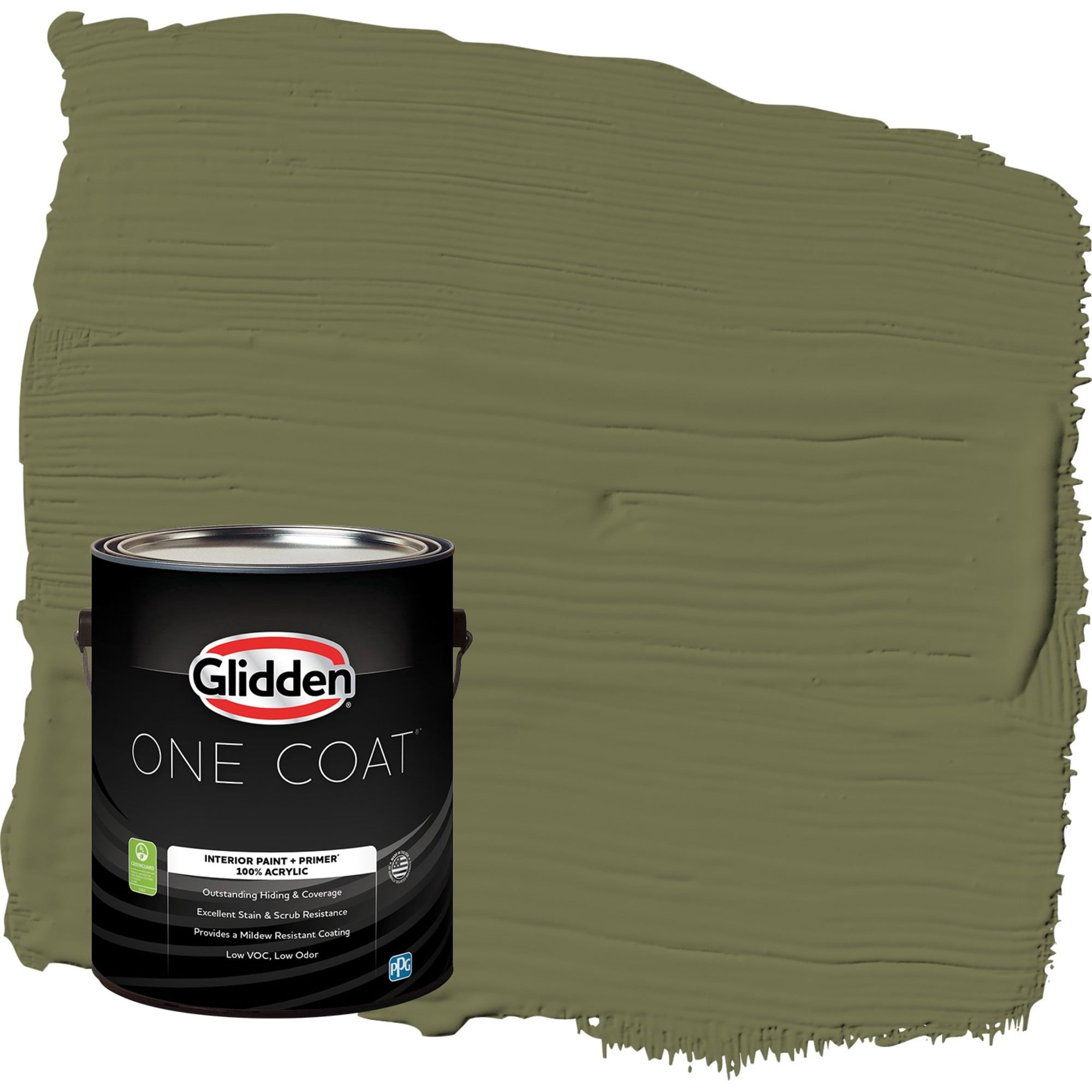 Glidden One Coat Gratefully Grass / Green Flat Interior Paint with Primer, 1 Gallon