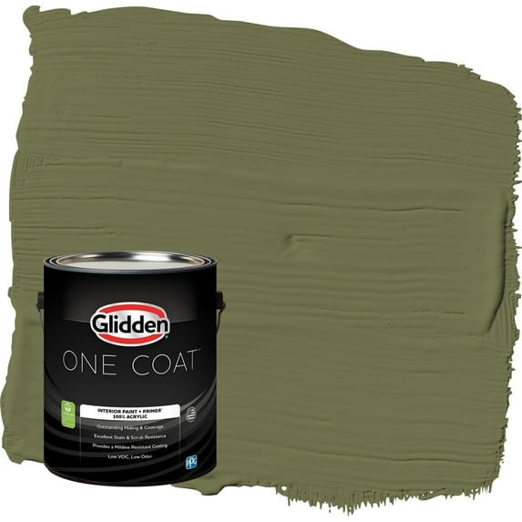 Glidden One Coat Gratefully Grass / Green Flat Interior Paint with Primer, 1 Gallon