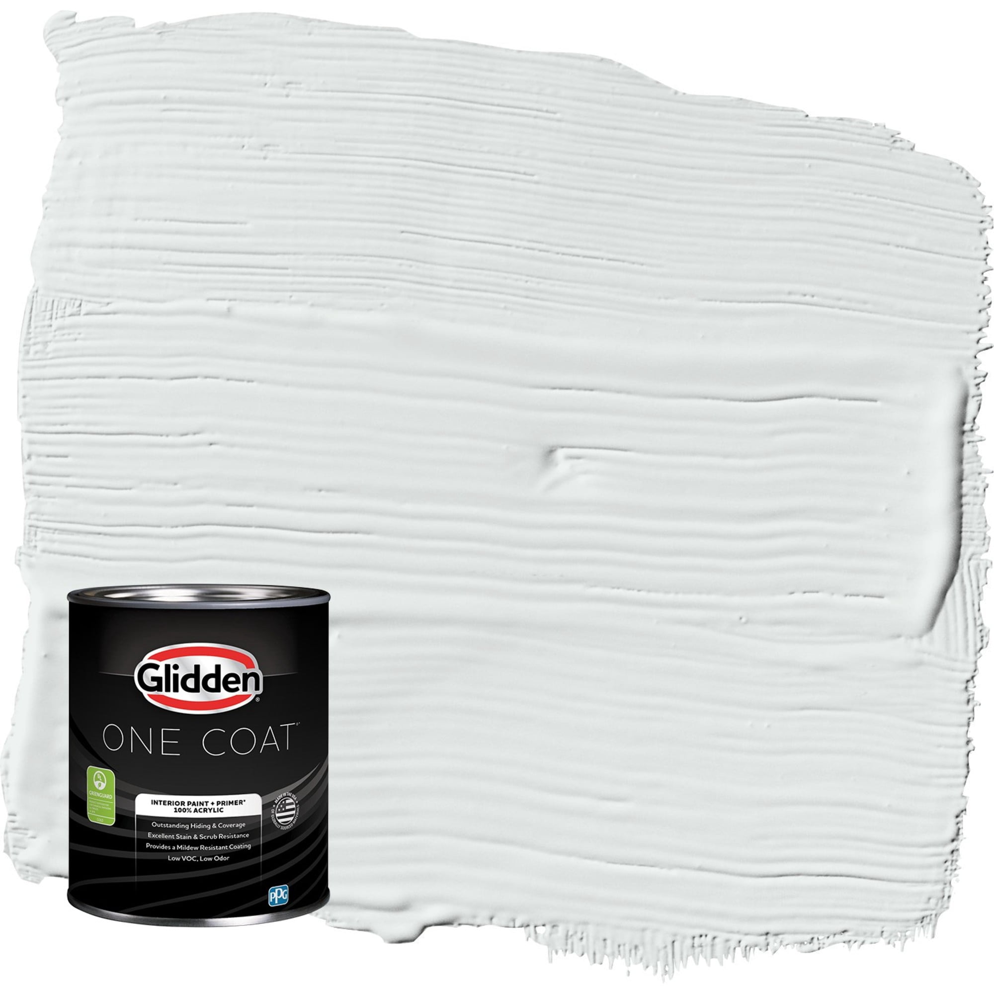 Glidden One Coat Gray Glimpse / Grey Eggshell Interior Paint with Primer, 1 Quart