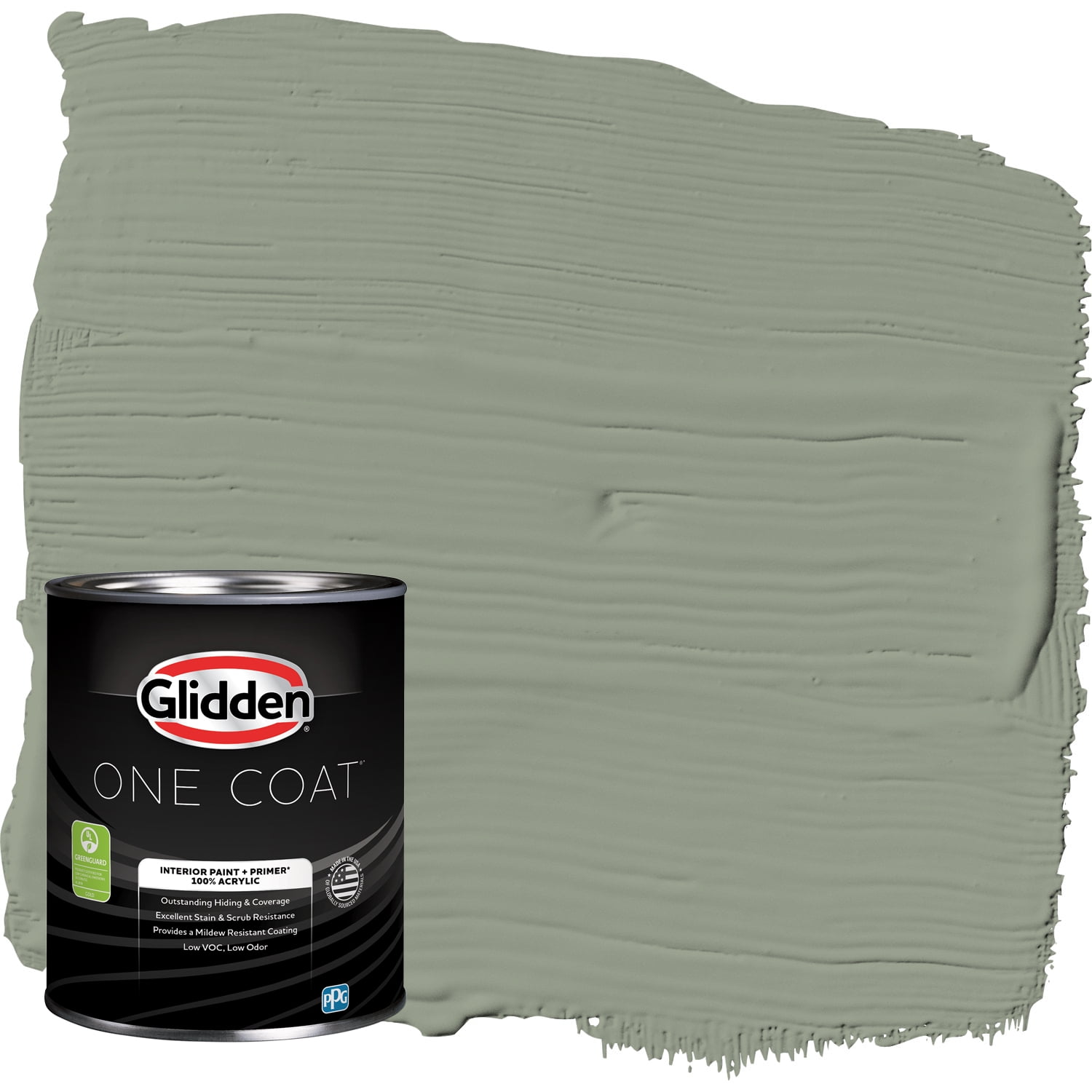 Glidden One Coat Interior Paint and Primer, Green Tea Leaf / Green, 1-Quart, Semi-Gloss