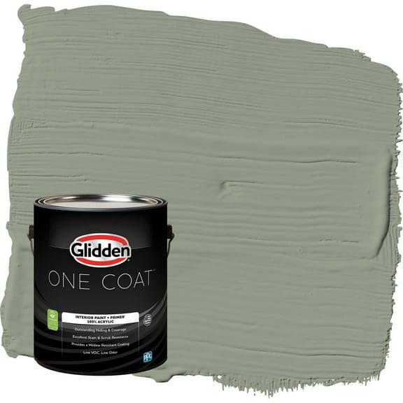 Glidden One Coat Green Tea Leaf / Green Eggshell Interior Paint with Primer, 1 Gallon