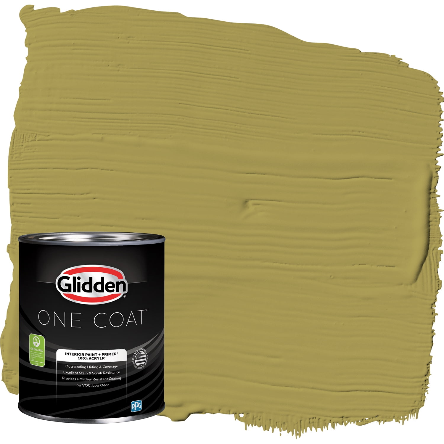 Glidden One Coat Interior Paint and Primer, Gremlin / Green, 1 Quart, Flat