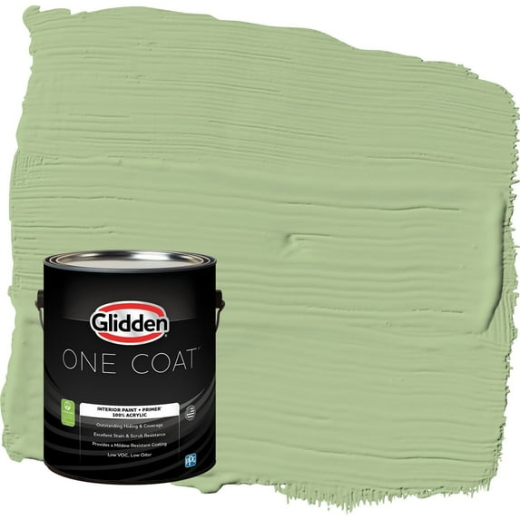 Glidden One Coat Harmonious / Green Semi-Gloss Interior Paint with Primer, 1 Gallon