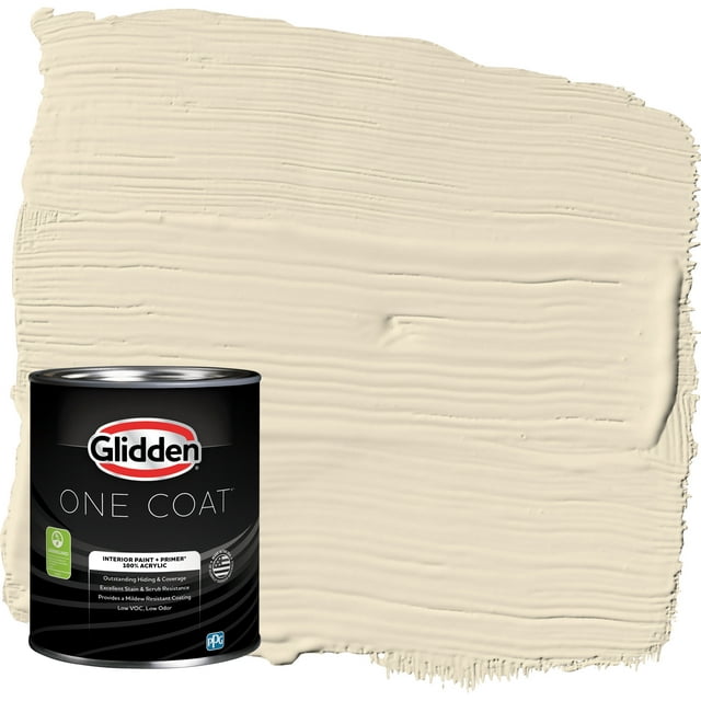 Glidden One Coat Interior Paint and Primer, Heavy Cream / White, 1 Quart, Eggshell