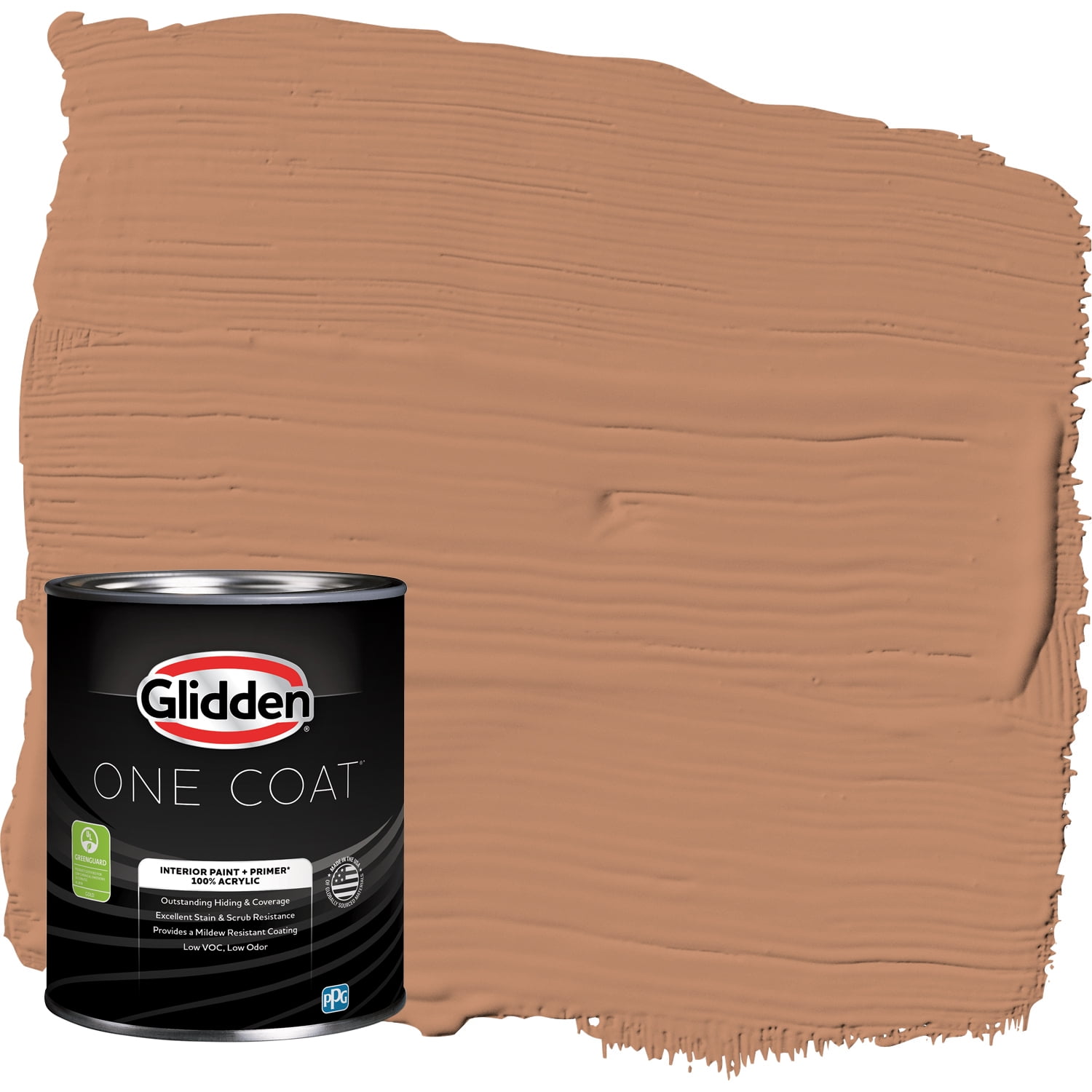 Glidden One Coat Interior Paint and Primer, Honey Graham / Brown, 1-Quart, Flat