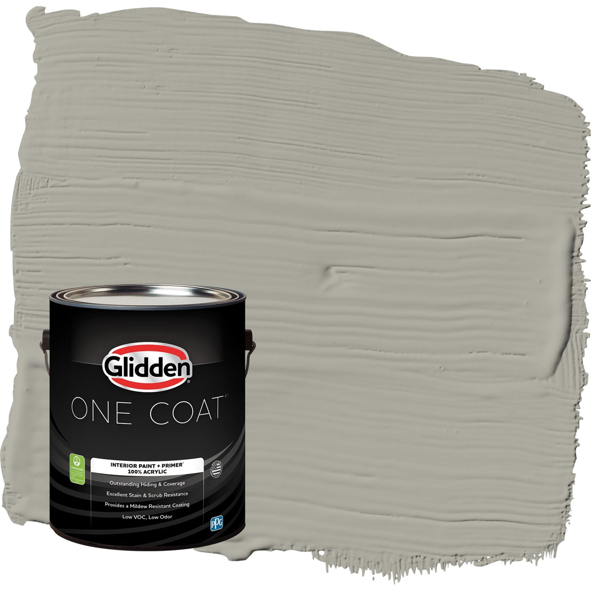 Glidden One Coat Hot Stone / Gray Flat Interior Paint with Primer, 1 Gallon