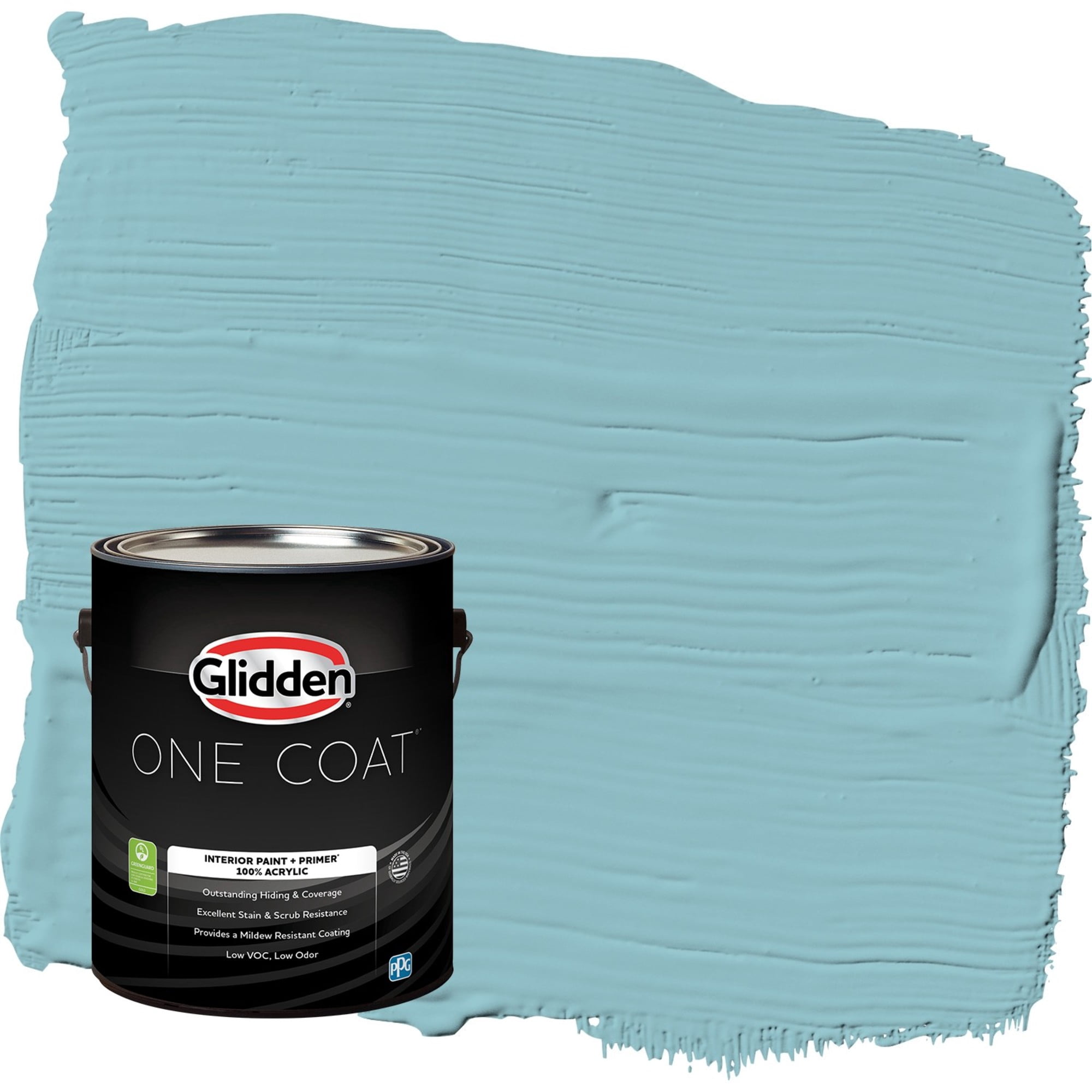 Glidden One Coat Kingston Aqua / Blue Flat Interior Paint with Primer, 1 Gallon