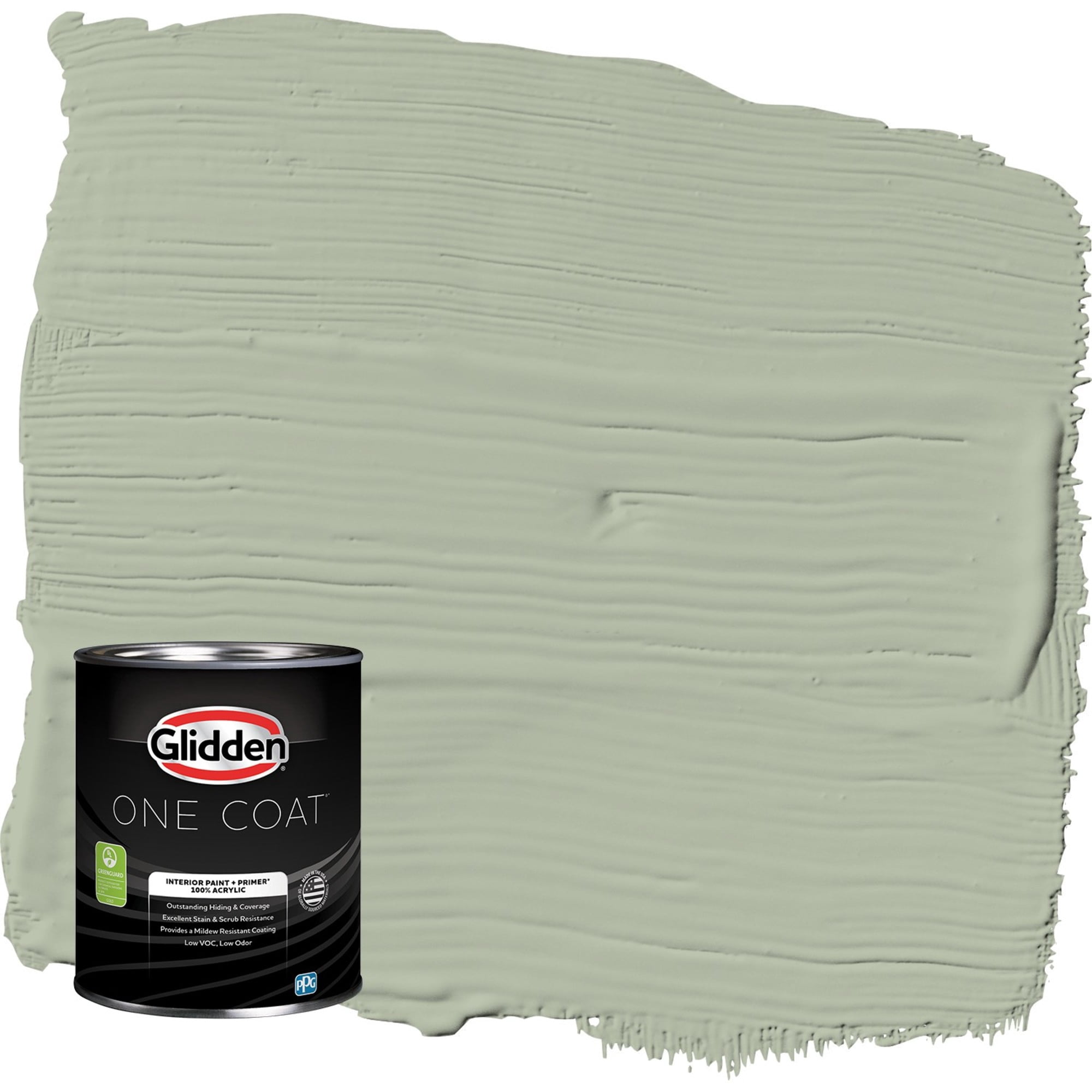 Glidden One Coat Interior Paint and Primer, Light Sage / Green, 1 Quart, Eggshell
