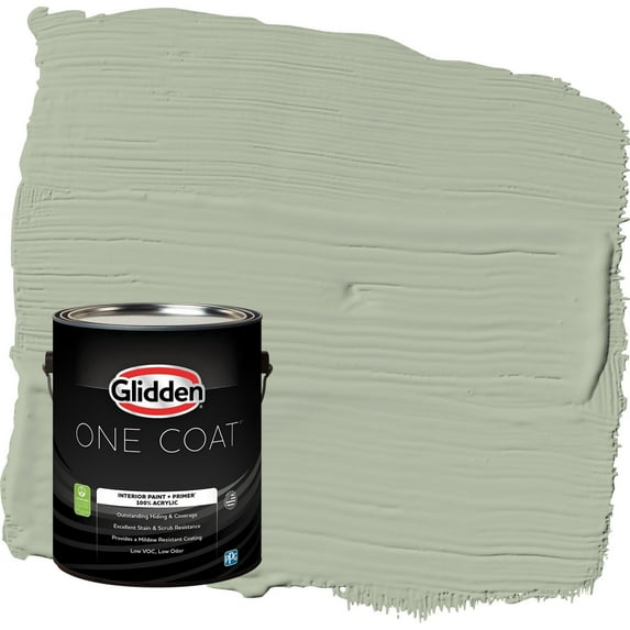 Glidden One Coat Light Sage / Green Eggshell Interior Paint with Primer, 1 Gallon