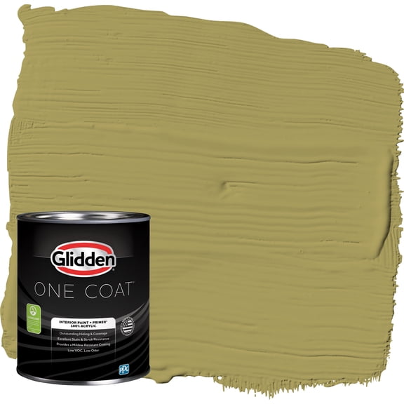 Glidden One Coat Interior Paint and Primer, Loveliest Leaves / Green, 1 Quart, Semi-Gloss