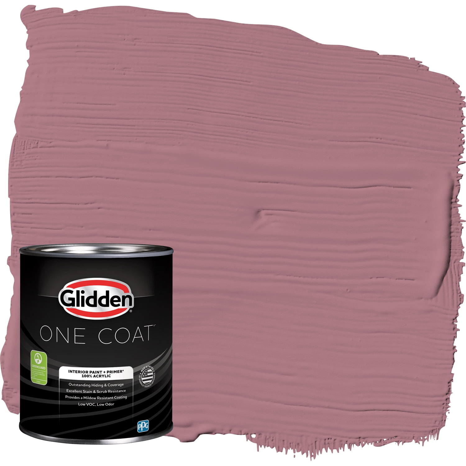 Glidden One Coat Interior Paint and Primer, Mauve Madness / Pink, 1-Quart, Semi-Gloss
