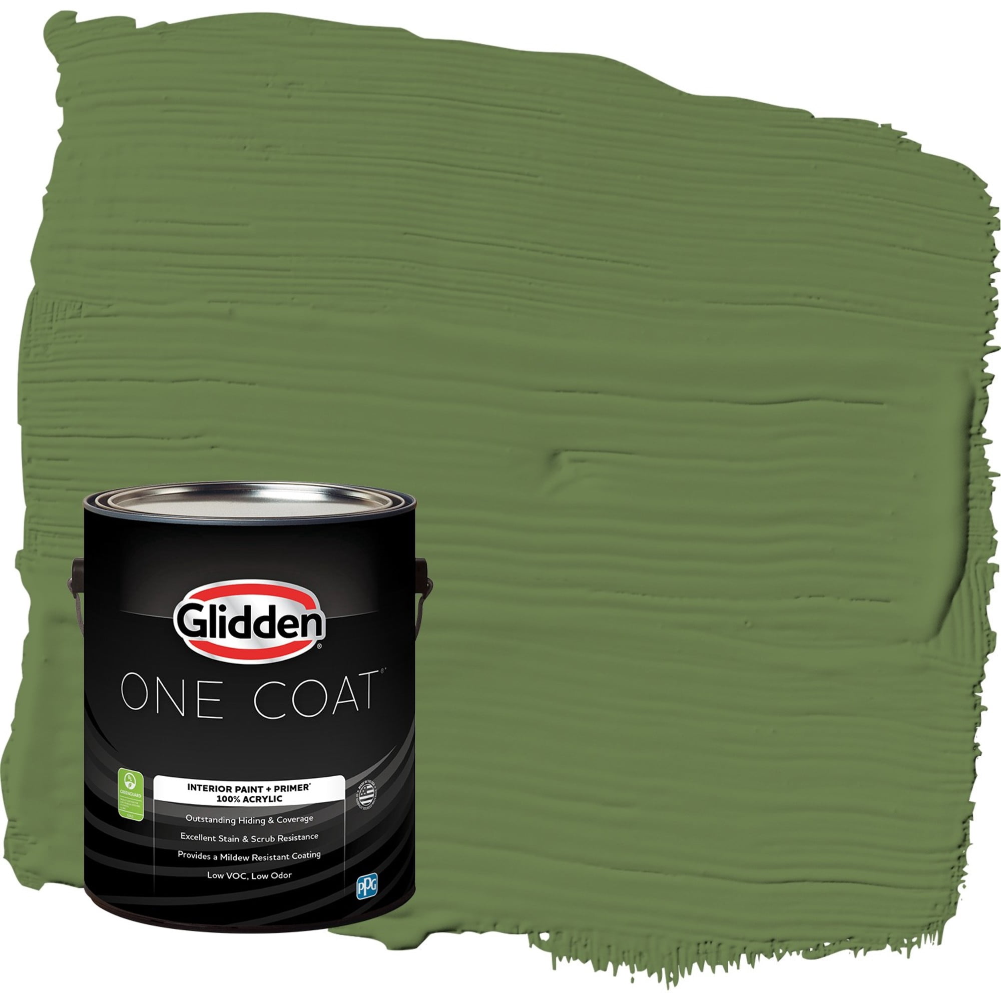 Glidden One Coat Mint Leaves / Green Flat Interior Paint with Primer, 1 Gallon