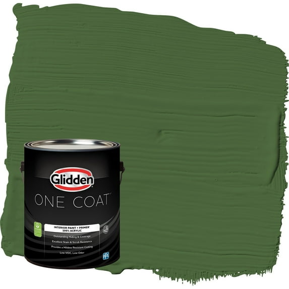 Glidden One Coat Mountain Forest / Green Flat Interior Paint with Primer, 1 Gallon